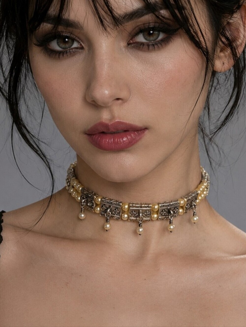 BRIGHTON Anastasia Pearl Princess Diana Goth Castlecore Choker Necklace